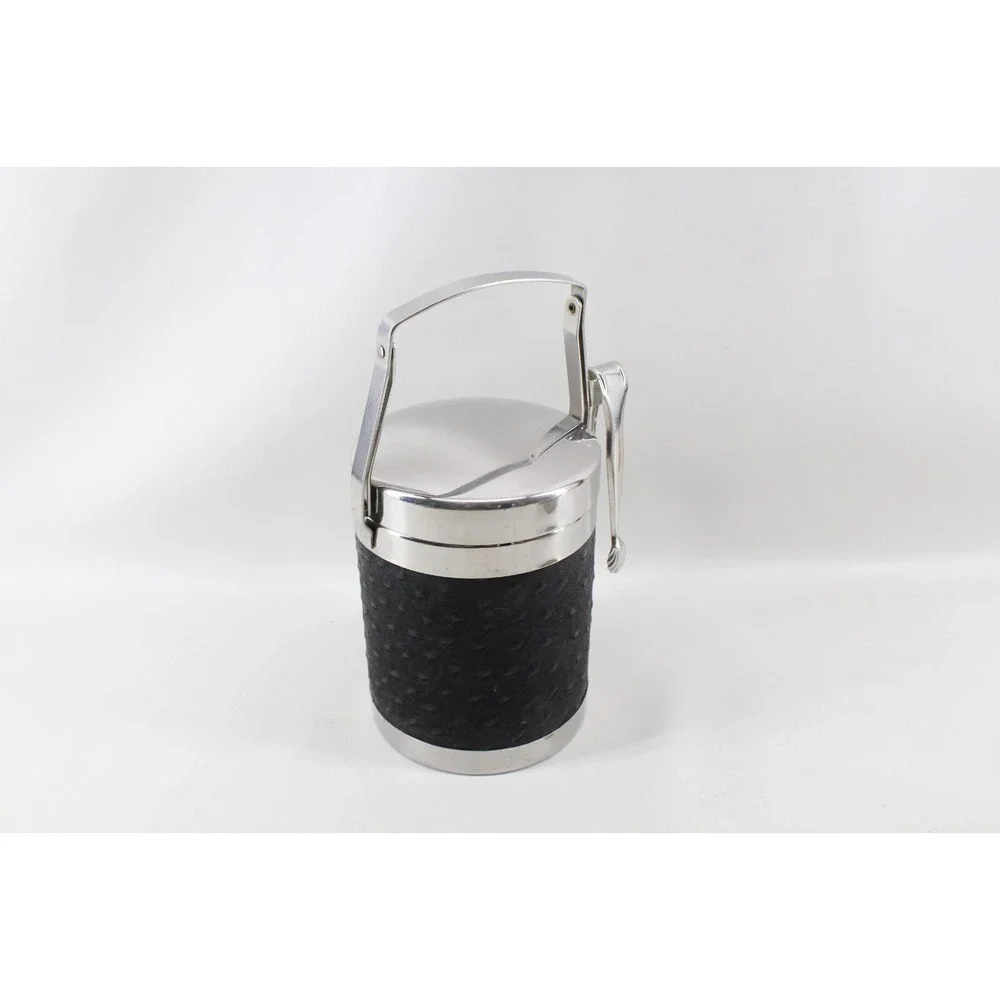Small Vintage 1970s SUS INOX 18/10 ice Bucket, ice cube tongs stainless steel‎